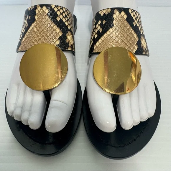 Tory Burch Patos Disk Thong Woven Leather Sandals Size 5 1/2 - Picture 7 of 12